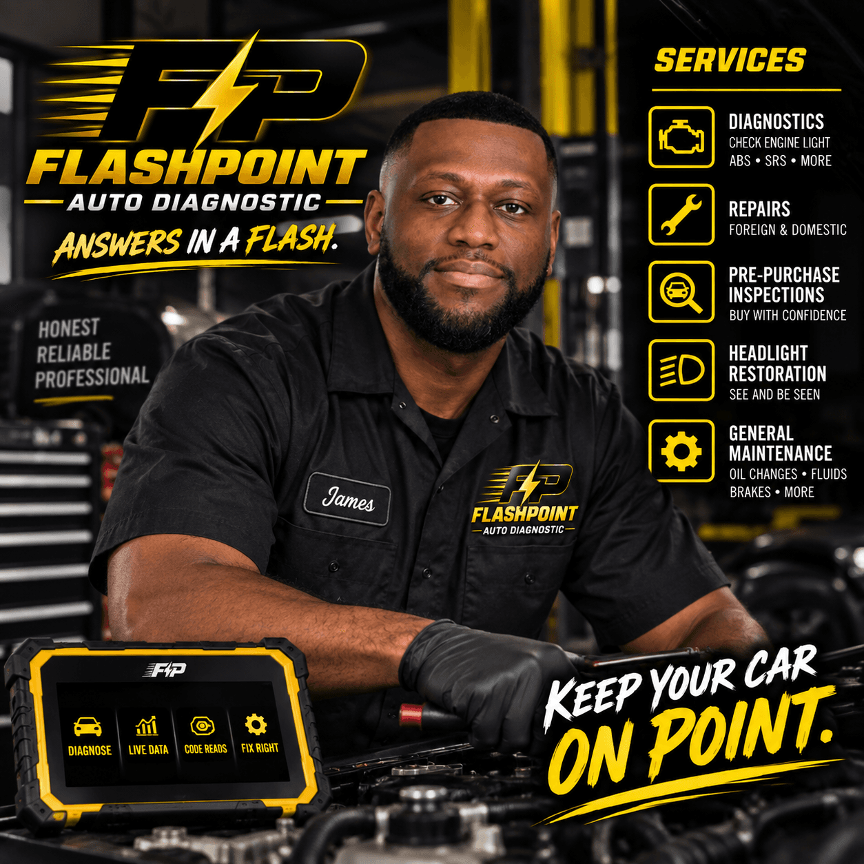 James, founder of Flash Point Auto Diagnostics